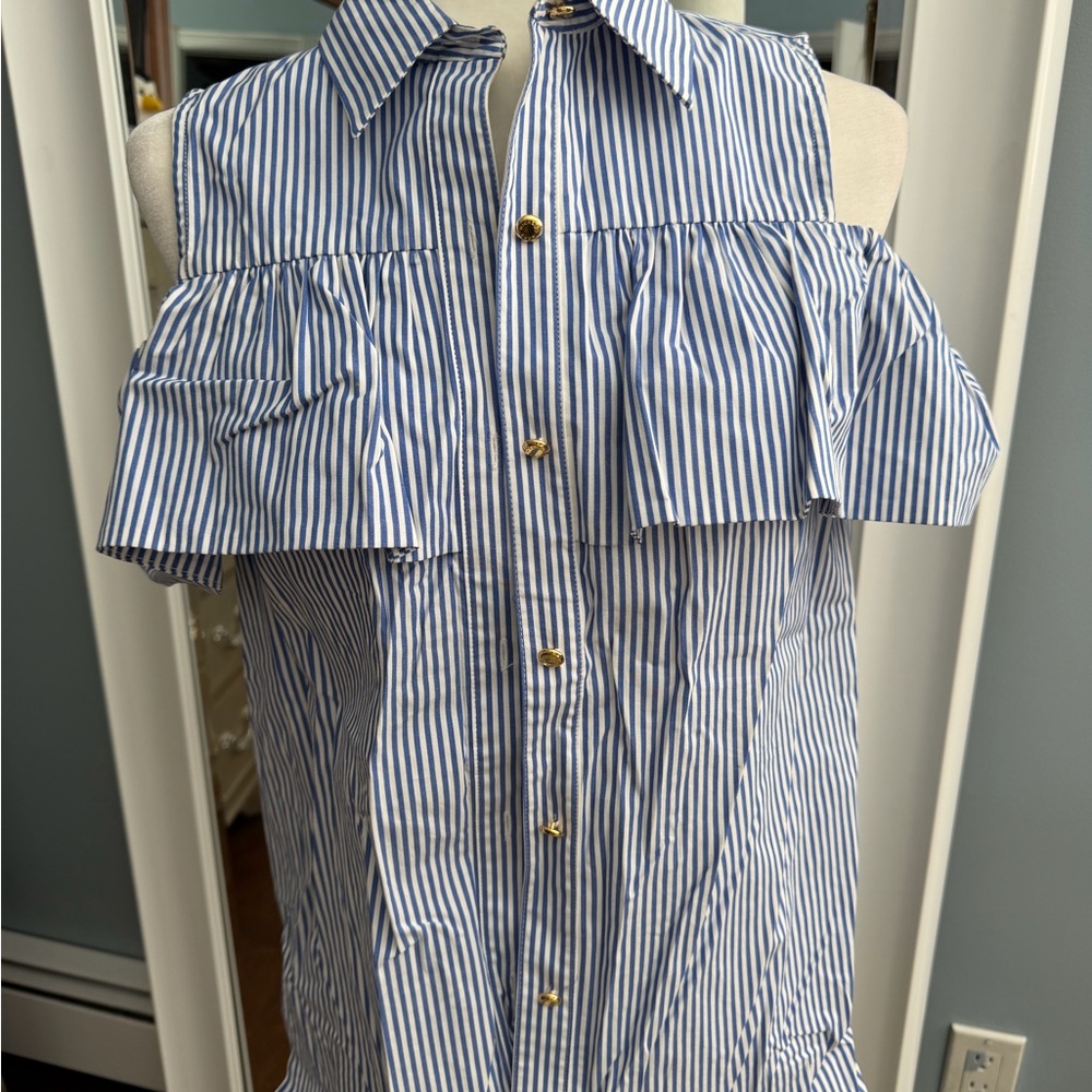 Michael Kors Navy and White Striped Top